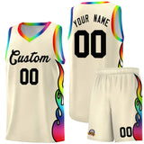 Custom Cream Side Flame Pattern Fashion Sports Uniform Basketball Jersey