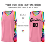 Custom Light Pink Side Flame Pattern Fashion Sports Uniform Basketball Jersey