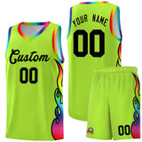 Custom Neon Green Side Flame Pattern Fashion Sports Uniform Basketball Jersey