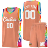 Custom Light Orange Side Flame Pattern Fashion Sports Uniform Basketball Jersey