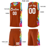 Custom Texas Orange Side Flame Pattern Fashion Sports Uniform Basketball Jersey