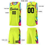 Custom Fluorescent Green Side Flame Pattern Fashion Sports Uniform Basketball Jersey