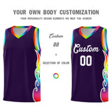 Custom Purple Side Flame Pattern Fashion Sports Uniform Basketball Jersey