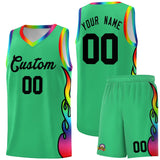 Custom Kelly Green Side Flame Pattern Fashion Sports Uniform Basketball Jersey