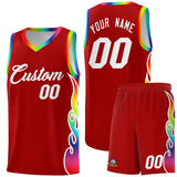 Custom Red Side Flame Pattern Fashion Sports Uniform Basketball Jersey