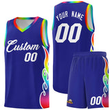 Custom Royal Side Flame Pattern Fashion Sports Uniform Basketball Jersey