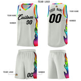 Custom Gray Side Flame Pattern Fashion Sports Uniform Basketball Jersey