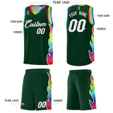 Custom Hunter Green Side Flame Pattern Fashion Sports Uniform Basketball Jersey