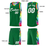 Custom Kelly Green Side Flame Pattern Fashion Sports Uniform Basketball Jersey