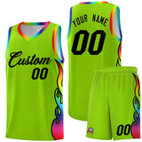 Custom Neon Green Side Flame Pattern Fashion Sports Uniform Basketball Jersey