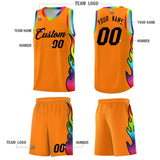 Custom Orange Side Flame Pattern Fashion Sports Uniform Basketball Jersey