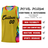 Custom Old Gold Side Flame Pattern Fashion Sports Uniform Basketball Jersey