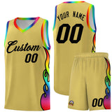 Custom Old Gold Side Flame Pattern Fashion Sports Uniform Basketball Jersey