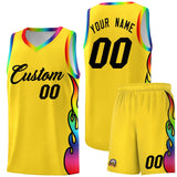 Custom Gold Side Flame Pattern Fashion Sports Uniform Basketball Jersey