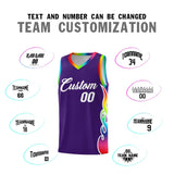 Custom Purple Side Flame Pattern Fashion Sports Uniform Basketball Jersey