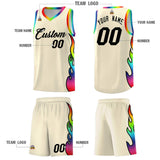 Custom Cream Side Flame Pattern Fashion Sports Uniform Basketball Jersey