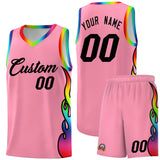 Custom Light Pink Side Flame Pattern Fashion Sports Uniform Basketball Jersey