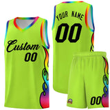 Custom Neon Green Side Flame Pattern Fashion Sports Uniform Basketball Jersey