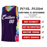 Custom Purple Side Flame Pattern Fashion Sports Uniform Basketball Jersey