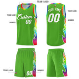 Custom Neon Green Side Flame Pattern Fashion Sports Uniform Basketball Jersey