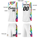 Custom White Side Flame Pattern Fashion Sports Uniform Basketball Jersey