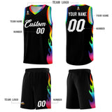 Custom Black Side Flame Pattern Fashion Sports Uniform Basketball Jersey