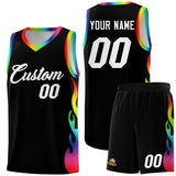 Custom Black Side Flame Pattern Fashion Sports Uniform Basketball Jersey