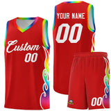 Custom Red Side Flame Pattern Fashion Sports Uniform Basketball Jersey