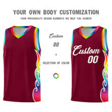 Custom Crimson Side Flame Pattern Fashion Sports Uniform Basketball Jersey