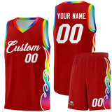Custom Red Side Flame Pattern Fashion Sports Uniform Basketball Jersey