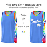 Custom Powder Blue Side Flame Pattern Fashion Sports Uniform Basketball Jersey