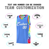 Custom Powder Blue Side Flame Pattern Fashion Sports Uniform Basketball Jersey
