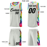 Custom Gray Side Flame Pattern Fashion Sports Uniform Basketball Jersey