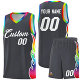 Custom Dark Gray Side Flame Pattern Fashion Sports Uniform Basketball Jersey
