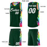 Custom Hunter Green Side Flame Pattern Fashion Sports Uniform Basketball Jersey