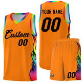 Custom Orange Side Flame Pattern Fashion Sports Uniform Basketball Jersey