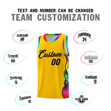 Custom Yellow Side Flame Pattern Fashion Sports Uniform Basketball Jersey