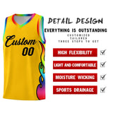 Custom Yellow Side Flame Pattern Fashion Sports Uniform Basketball Jersey