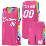Custom Pink Side Flame Pattern Fashion Sports Uniform Basketball Jersey
