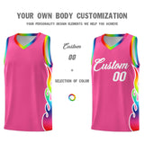 Custom Pink Side Flame Pattern Fashion Sports Uniform Basketball Jersey