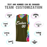 Custom Olive Side Flame Pattern Fashion Sports Uniform Basketball Jersey