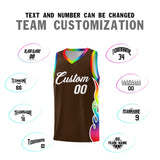 Custom Brown Side Flame Pattern Fashion Sports Uniform Basketball Jersey