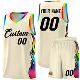 Custom Cream Side Flame Pattern Fashion Sports Uniform Basketball Jersey