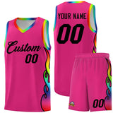 Custom Rose Red Side Flame Pattern Fashion Sports Uniform Basketball Jersey
