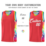 Custom Light Red Side Flame Pattern Fashion Sports Uniform Basketball Jersey
