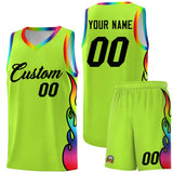 Custom Neon Green Side Flame Pattern Fashion Sports Uniform Basketball Jersey