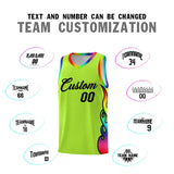 Custom Neon Green Side Flame Pattern Fashion Sports Uniform Basketball Jersey