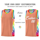Custom Light Orange Side Flame Pattern Fashion Sports Uniform Basketball Jersey