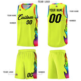 Custom Fluorescent Green Side Flame Pattern Fashion Sports Uniform Basketball Jersey