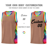Custom Light Brown Side Flame Pattern Fashion Sports Uniform Basketball Jersey